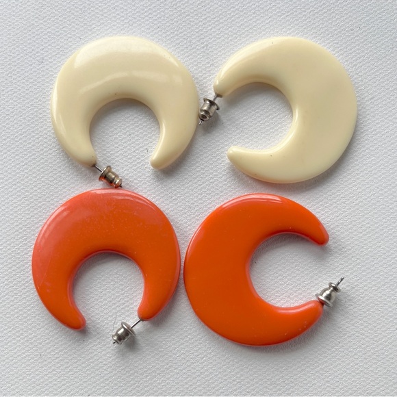 Vintage Kenneth Jay Lane 8pr Boxed Set Crescent Slice Hoop Earrings KJL Designer - Picture 4 of 16
